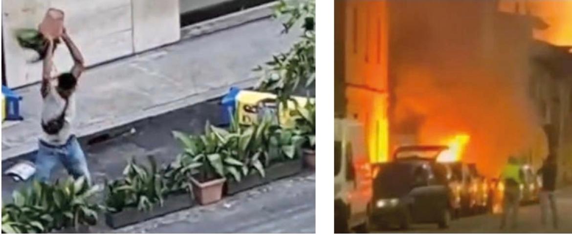 Escalation di violenza in città: aggredito addetto alla vigilanza, auto a fuoco, Daspo per il vandalo del bar Volta