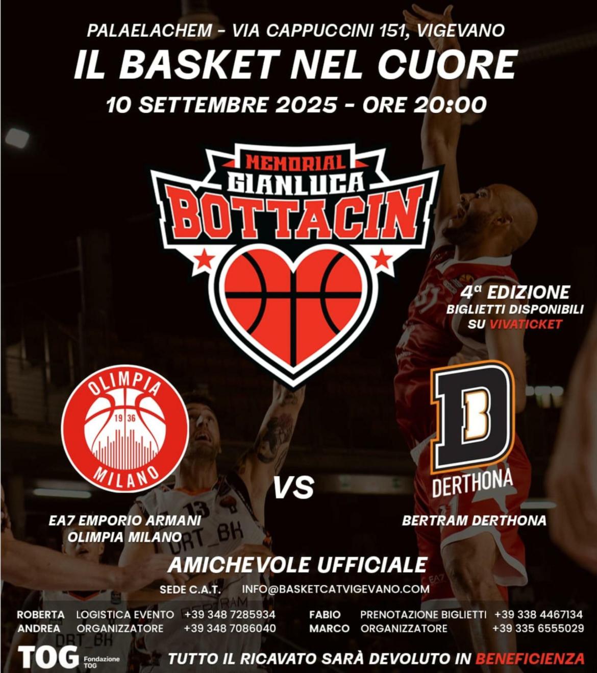 Basket, in corso le prevendite online per la quarta edizione del "Memorial Gianluca Bottacin - Il basket nel cuore"