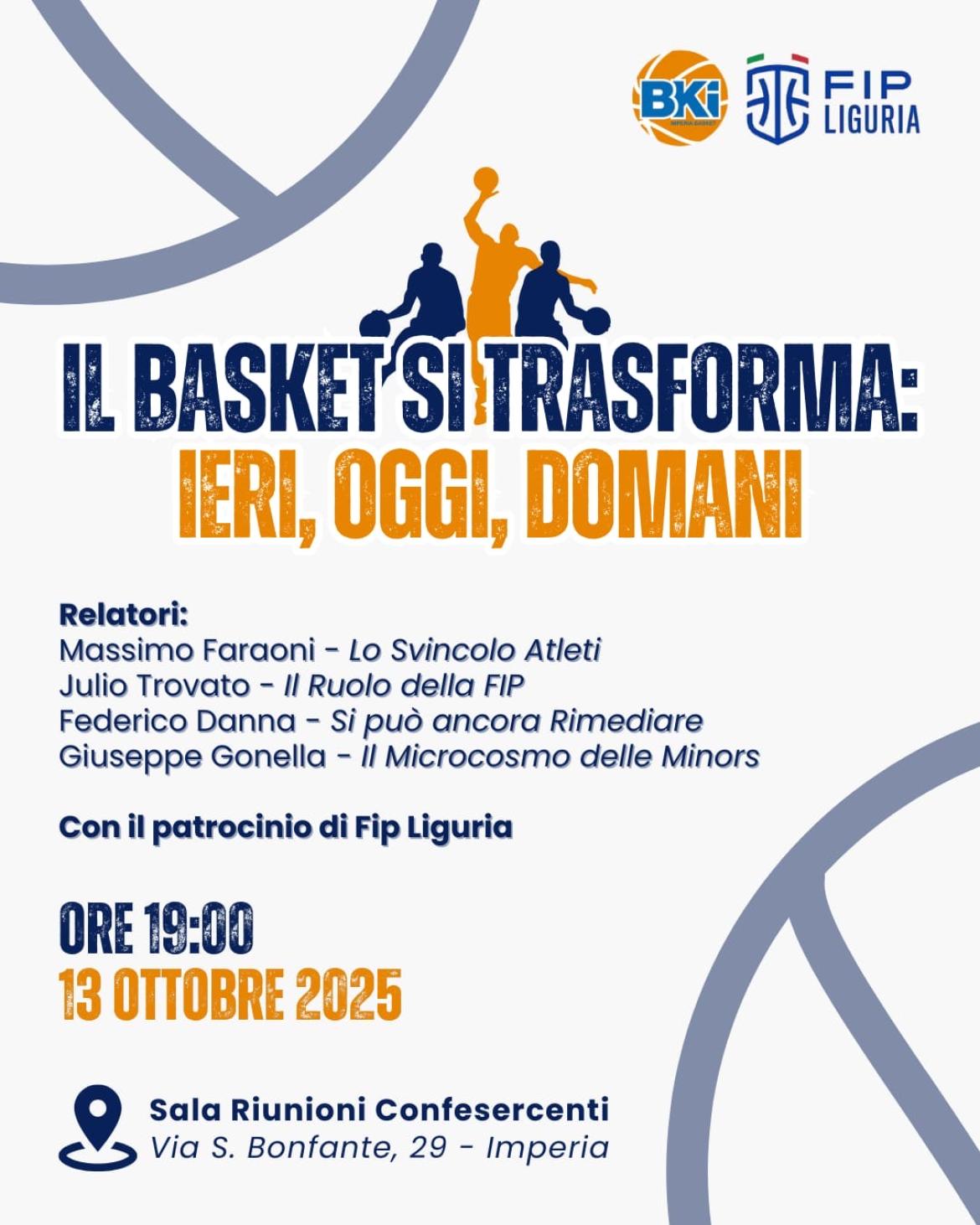 "Il basket si trasforma", convegno lunedì a Imperia