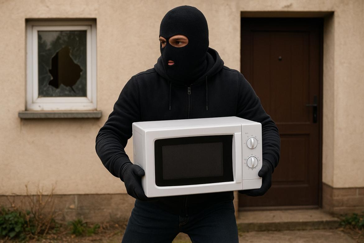 Non trovano contanti né gioielli e rubano il forno a microonde