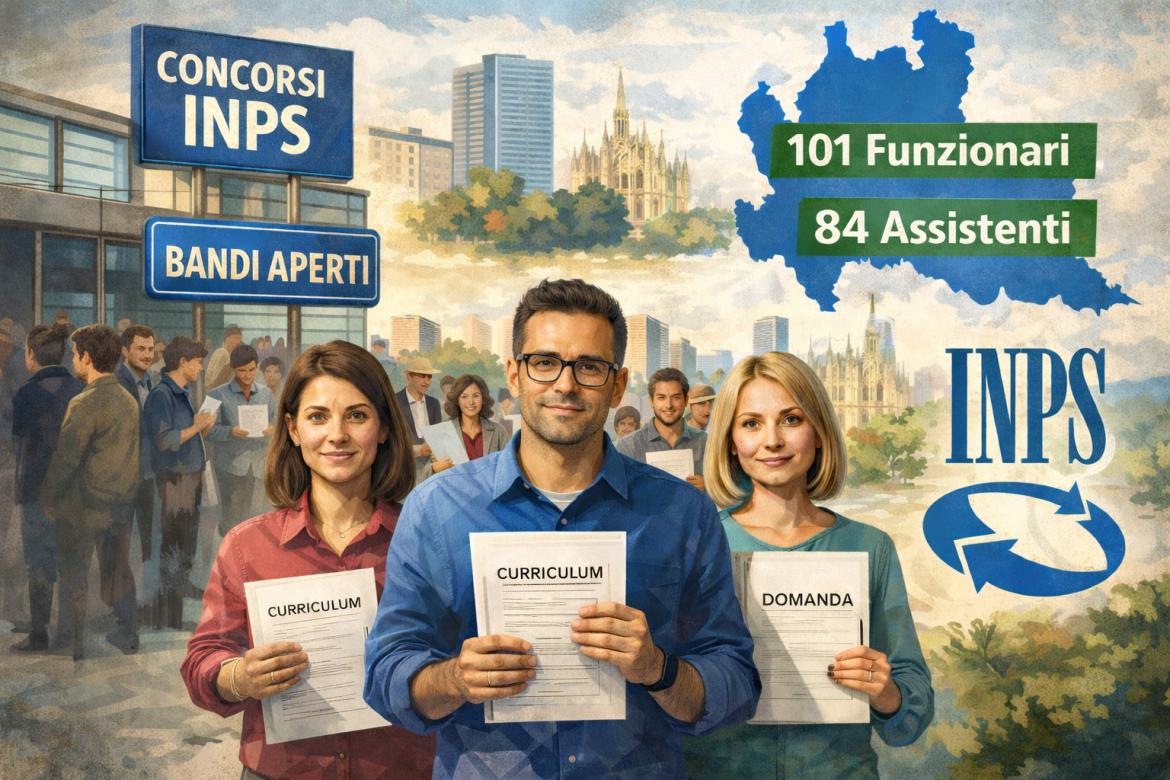 Inps assume in Lombardia: online i bandi per 101 funzionari e 84 assistenti