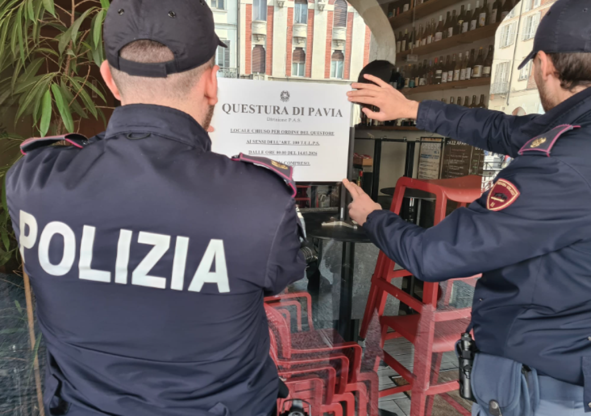 Il Questore di Pavia ha chiuso due locali in centro storico