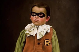 I supereroi con vestiti dell'Ottocento: la mostra di David Bacter