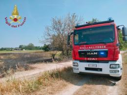 Vasto incendio di sterpaglie a Garlasco