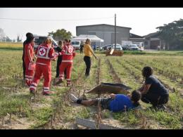 Vigevano, l'esercitazione della Croce Rossa di stamattina sugli "incidenti maggiori"