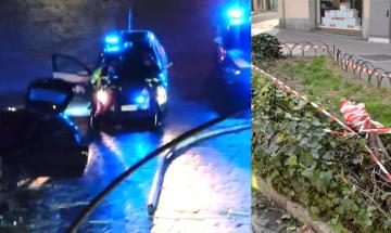 Vigevano, l&rsquo;inseguimento nella notte per le vie della citt&agrave; finisce con lo schianto contro un palo